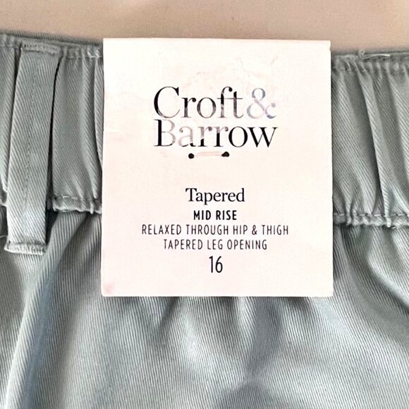 Croft & Barrow Womens Tapered Mid Rise Pants Size 16 Zapata Blue Relaxed Fit NWT - Picture 3 of 16